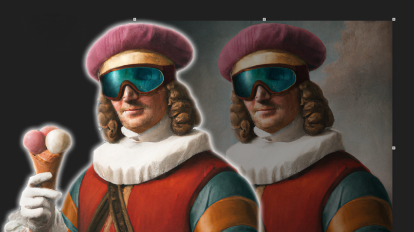 Background removal example in Paint - odd man with an ice cream